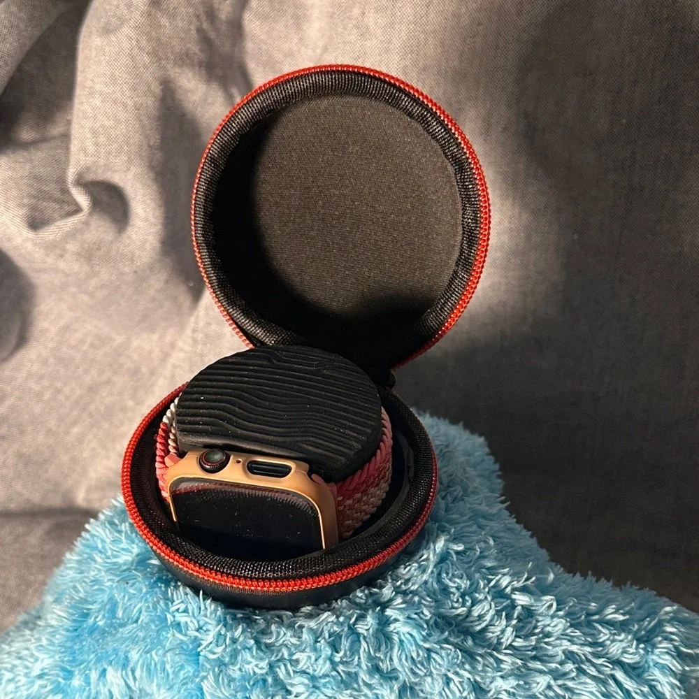 Travel Watch Case with Red Zipper